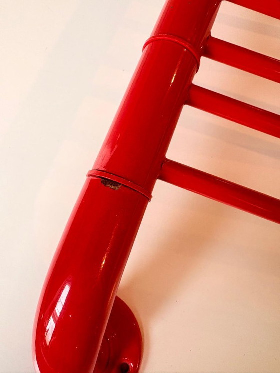Image 1 of Set da bagno rosso vintage - portasciugamani - metallo verniciato stile industriale