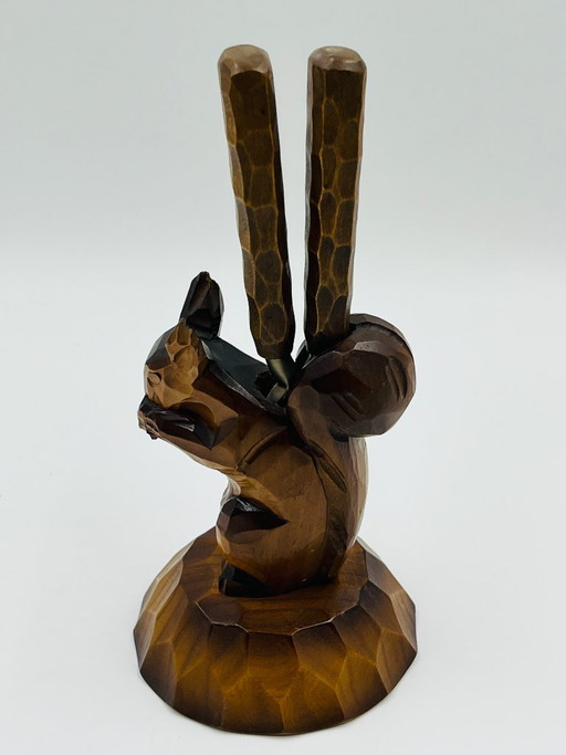 Carved Wooden Squirrel Nutcracker