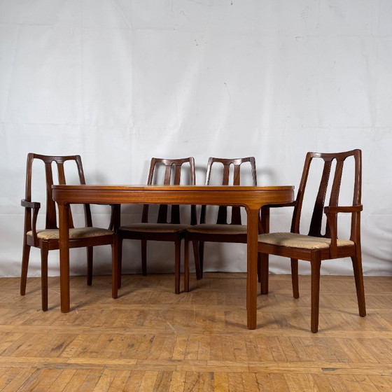 Image 1 of Set di 6 sedie da pranzo vintage in teak Nathan, anni '70 - British Mid-Century Modern