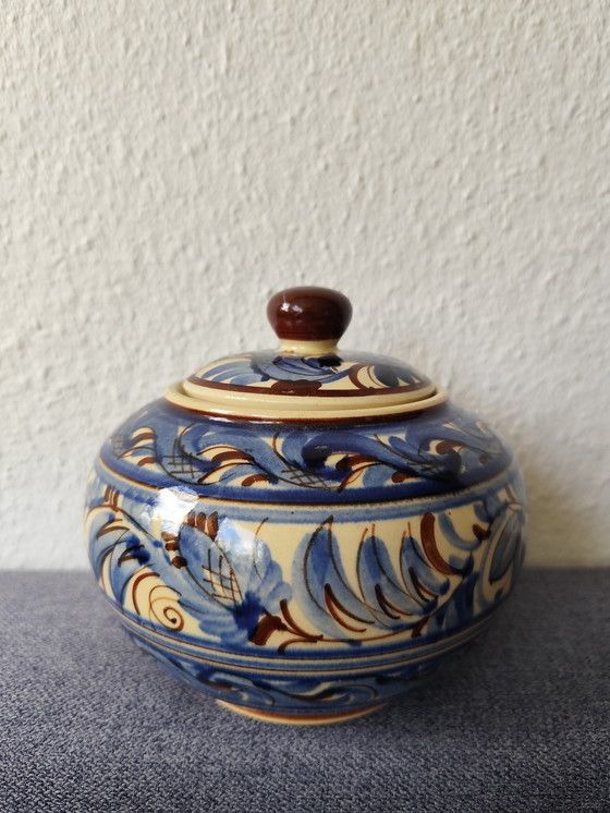 Image 1 of Vintage koektrommel van handbeschilderd keramiek, collector's item