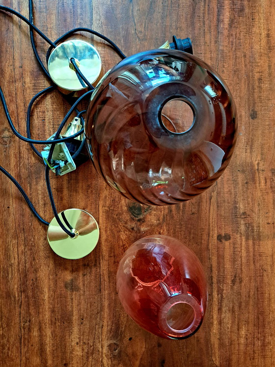 Image 1 of Lampade a sospensione in vetro dai colori caldi