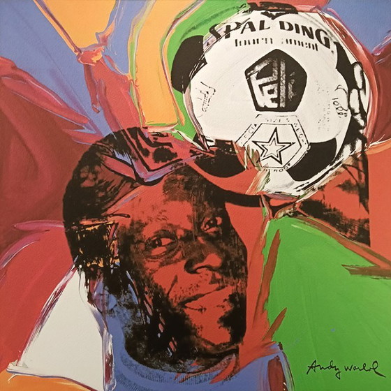 Image 1 of Lithografie "Pelè" van Andy Warhol uit de jaren 80, gelimiteerde oplage, uitgegeven door CMOA.