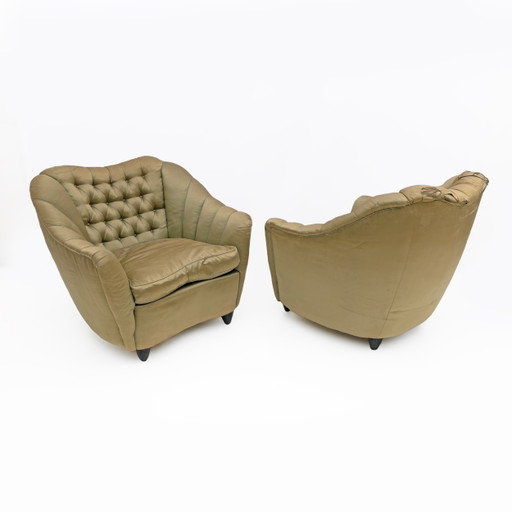 Sillones curvos modernos de mediados de siglo para Casa E Giardino, década de 1940, atribuidos a Gio Ponti.