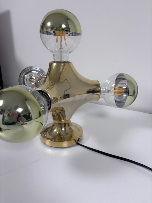 Cosack Gemini Space Age Deckenleuchte Gebrüder Cosack 70er Jahre Gold mit Original-Logo
