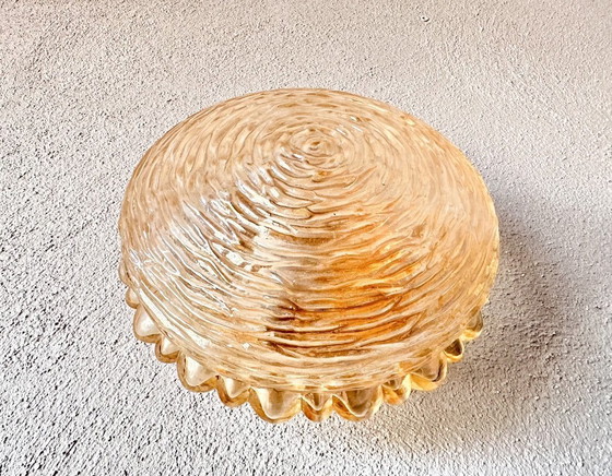 Image 1 of Vintage pair of amber glass wall lamps