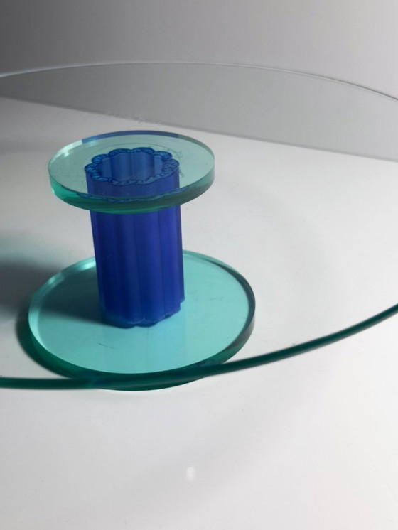 Image 1 of Vintage Postmoderne große Tortenplatte Fuß Schale Montana Dessert Glas Memphis Milano Stil 80er 90er Ettore Sottsass