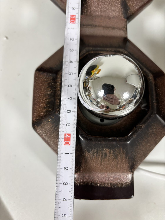 Image 1 of Lampade da parete in ceramica marrone di Pan, Germania, 1970, set di 2