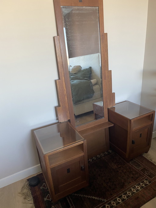 Kaptafel met spiegel / nachtkastjes met passpiegel