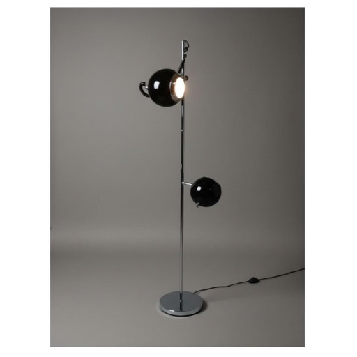 Vintage 1970s eyeball floor lamp - chrome & black
