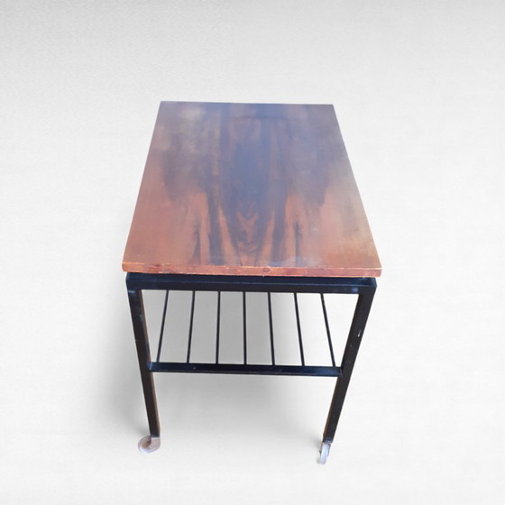 Image 1 of Vintage design serveertrolley teakhoutfineer metalen frame