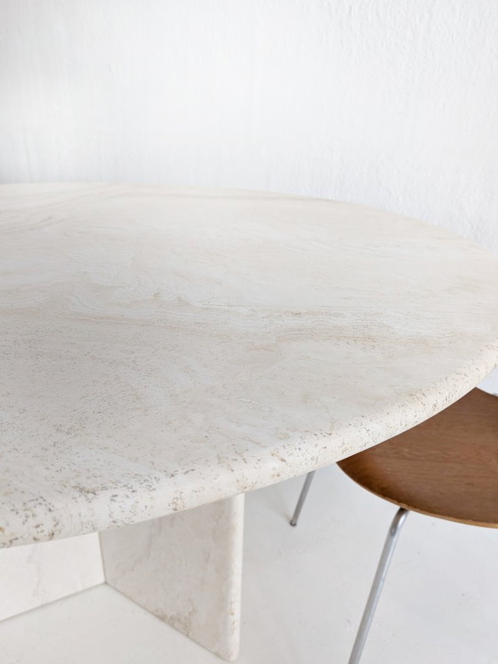 Image 1 of Round Travertine Dining Table 1980's