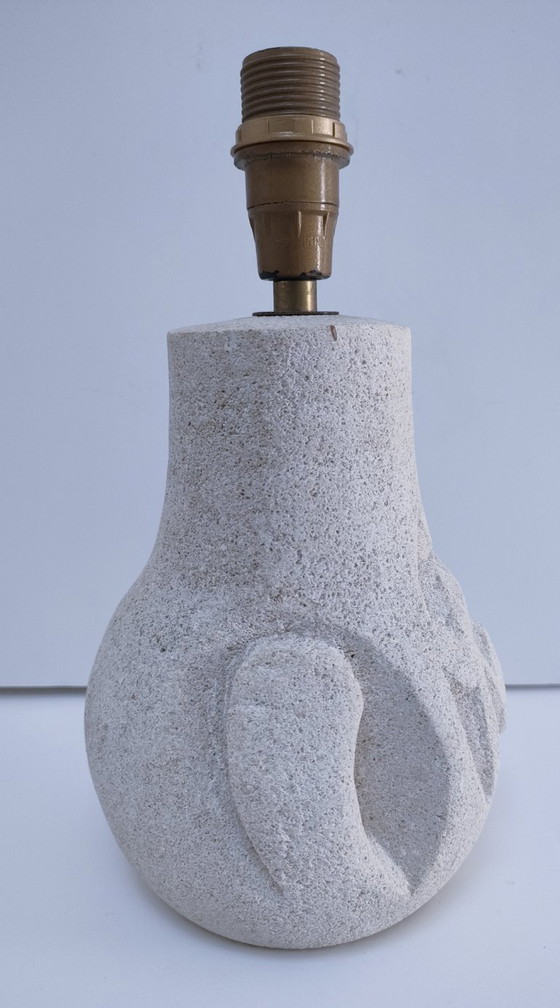 Lampada in pietra intagliata anni '90, Lampade da tavolo, Beige, Vintage (foto 7 di 14)
