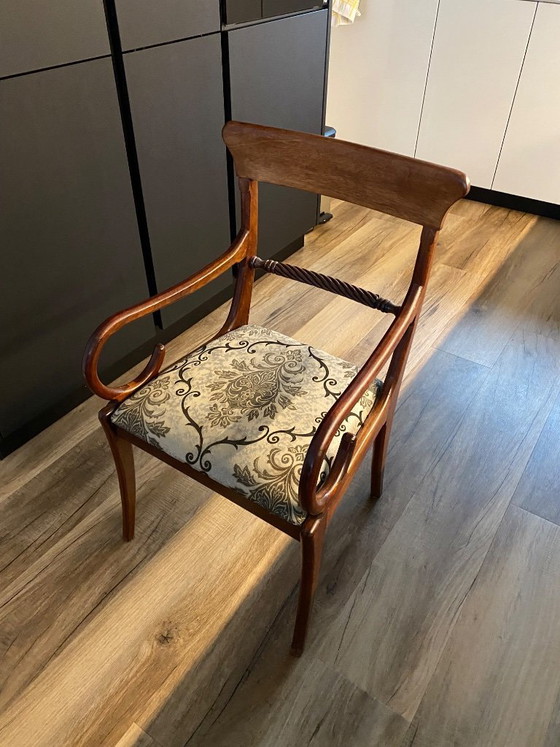 Image 1 of Solid Mahogany Dining Table with 6 Chairs (handmade)