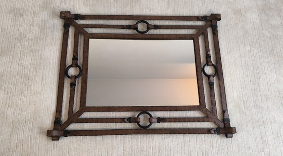 💎✨ Exceptional Jean-Pierre Ryckaert Mirror Iron leather-style, France 1960s ✨💎 – Glass (photo 8 of 20)