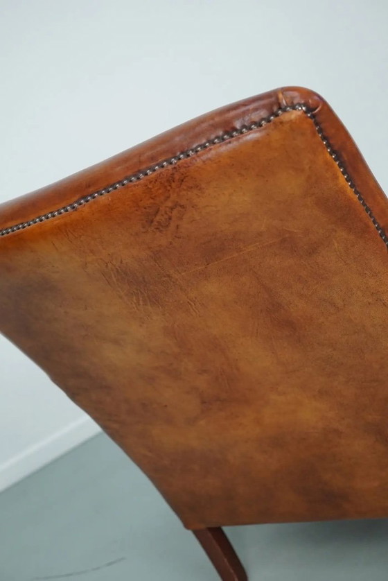 Image 1 of Vintage Nederlandse clubfauteuil van cognackleurig leer