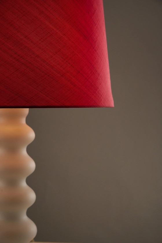 Uno & Östen Kristiansson for Luxus Table Lamp with Opaline Glass Base, Plastic, Red, Scandinavian (photo 7 of 10)