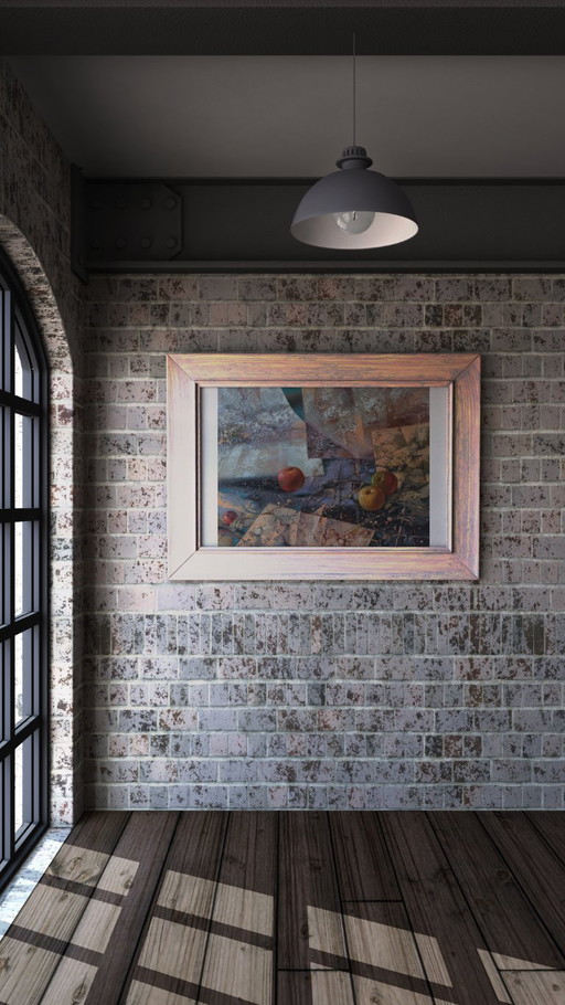 Originales Ölgemälde, abstraktes Fruchtstillleben, Äpfel – schilderijen tekeningen, Canvas (photo 2 of 11)