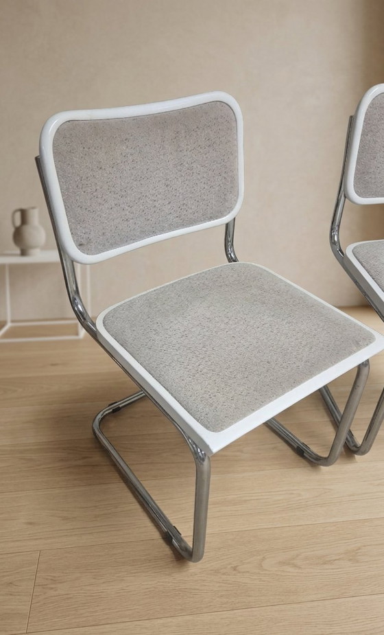 Image 1 of Set of 4 Marcel Breuer Tubular Chairs, Mid Century Modern Bauhaus Chrome Cantilever Dining Chairs, 20th Century