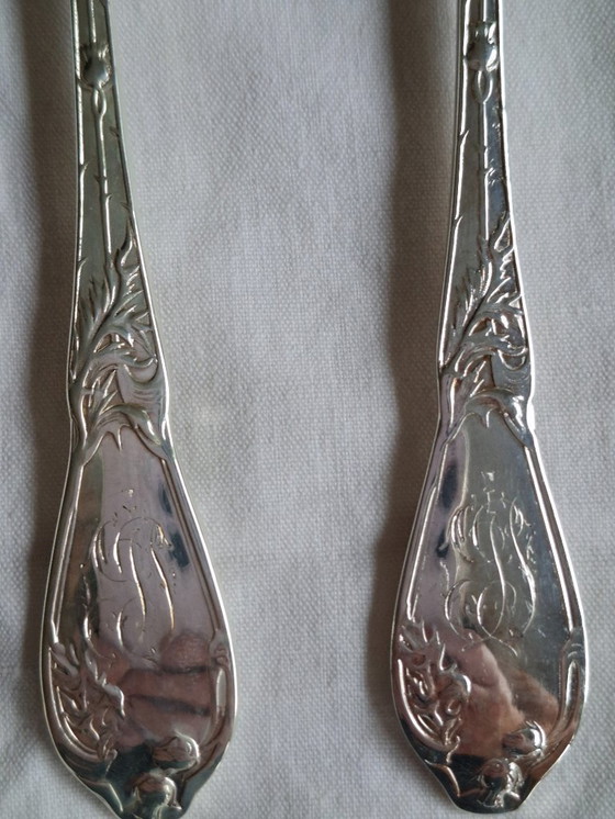 Image 1 of 6 silver-plated Art Nouveau 'Chardons' cutlery sets