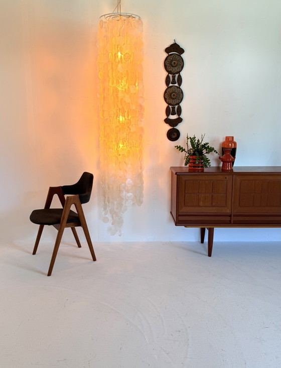Image 1 of Lampada vintage XXL (200 cm) in conchiglia di capiz, Italia '80