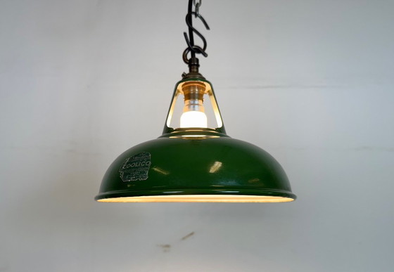 Image 1 of Industrial Green Enamel Factory Pendant Lamp from Coolicon, 1950s