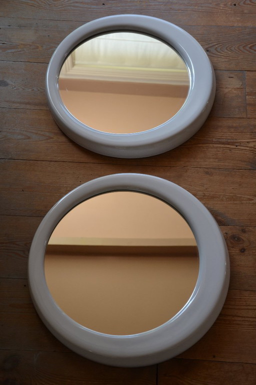 2 x -Spiegel - Nederlands design - Koninklijke Sphinx - Model 836 - Keramiek / Porselein - 1970 - Rond - Space Age - Mid Century
