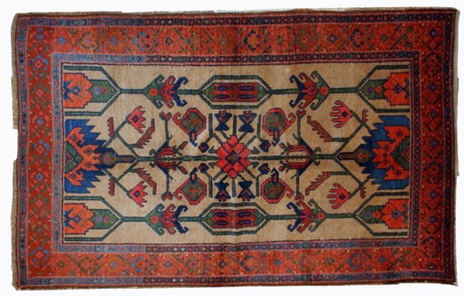 Handmade antique Persian Kurdish rug 4' x 6' (122cm x 183cm) 1900s -1B422