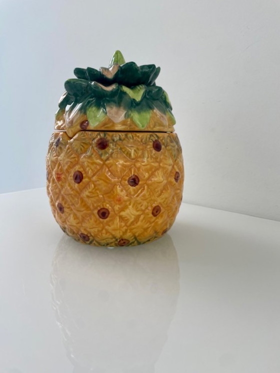 Image 1 of Keramieken ananas voorraadpot gekleurd 21 cm