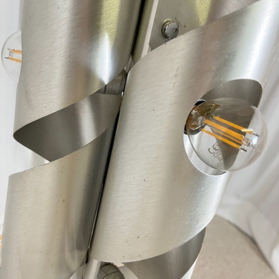 Image 1 of Brushed aluminum floor lamp, Space Age style, 1970s