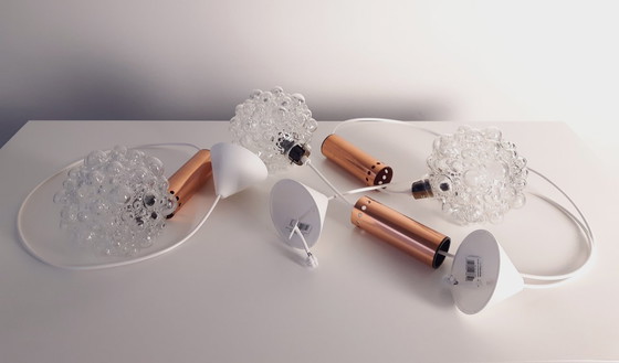 Image 1 of 1 of 3 Helena Tynell vintage bubble glass pendant lamps, timeless mcm glass pendant lamp