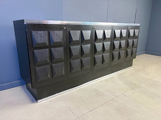 Vintage Wooden Brutalist Credenza, 1970s – Sideboard, Metal (photo 8 of 9)