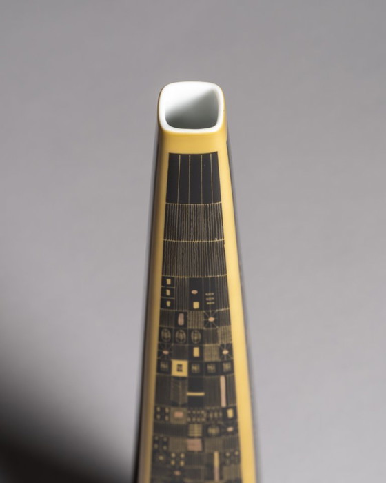 Image 1 of Rare Rosenthal Studio-Line Mustard Graphic Design by Theo Baumann Vase Trio MCM
