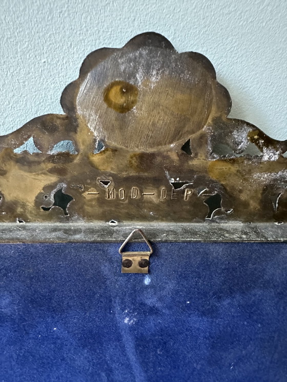 Miroir Baroque Italien Ancien – Métal Patiné – Mod. Dep. (43 x 31 cm) – Objets déco, Metal (photo 6 of 8)