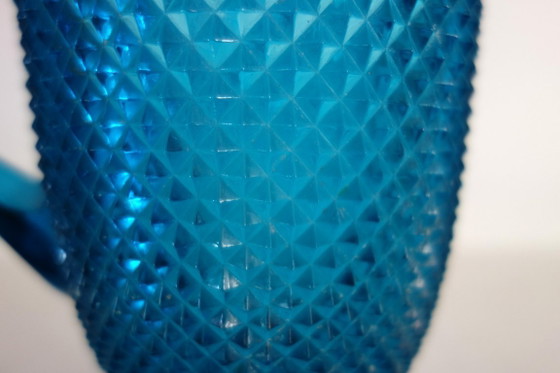 Vintage blue cut glass pitcher – Table accessories (photo 8 of 10)
