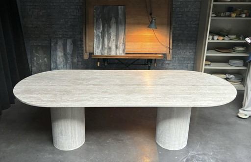 Travertine dining table