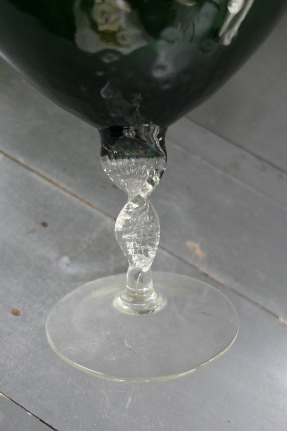 Vintage Empoli Optically Blown Glass Vase Green (photo 4 of 6)