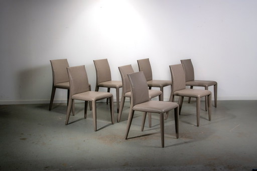Vol Au Vent Chairs By Mario Bellini For B&B Italia. Set Of 8 – eetkamerstoelen, Leather, Vintage
