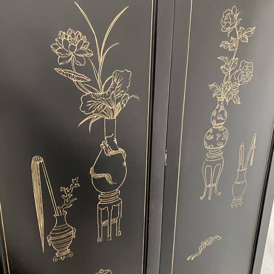 Image 1 of Mid - Century Chinese Room Divider Speck Stone Hand Painted 1950s