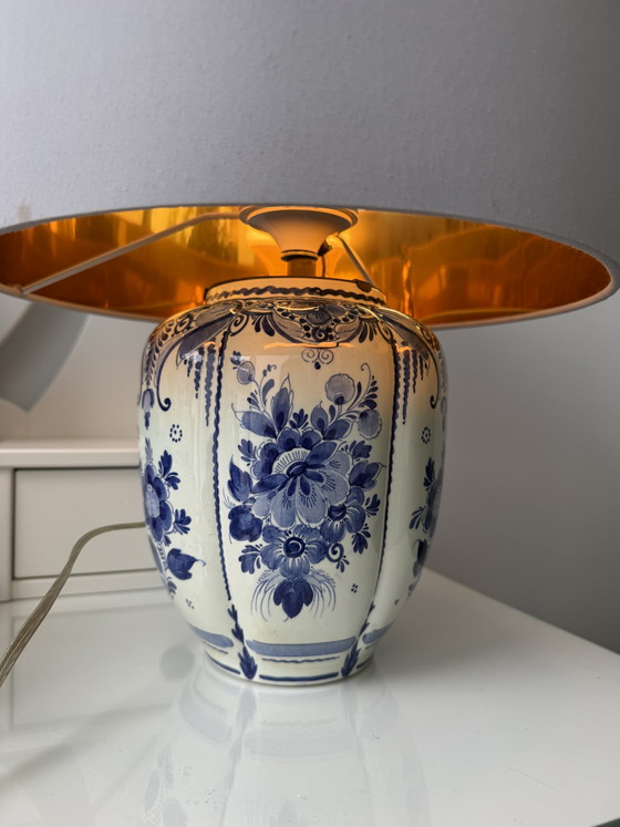 Image 1 of Vintage Quo Vadis Delft blue table lamp – hand-painted ceramic