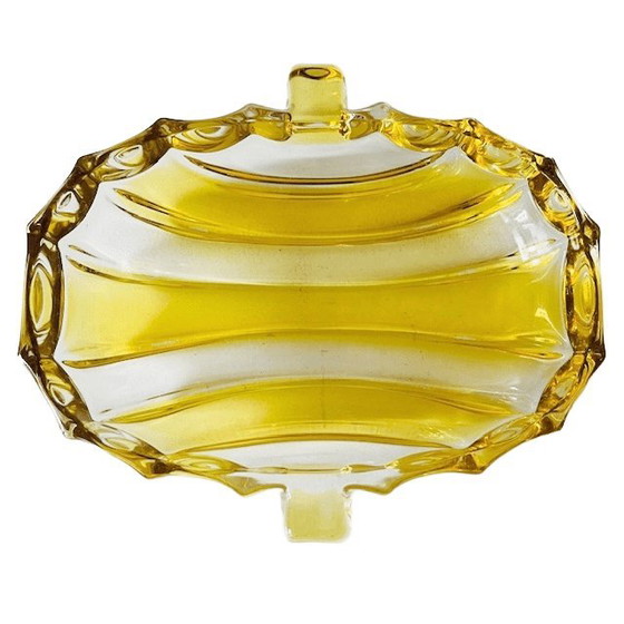 Image 1 of Bol vintage en verre jaune August Walther & Sohne des années 1970