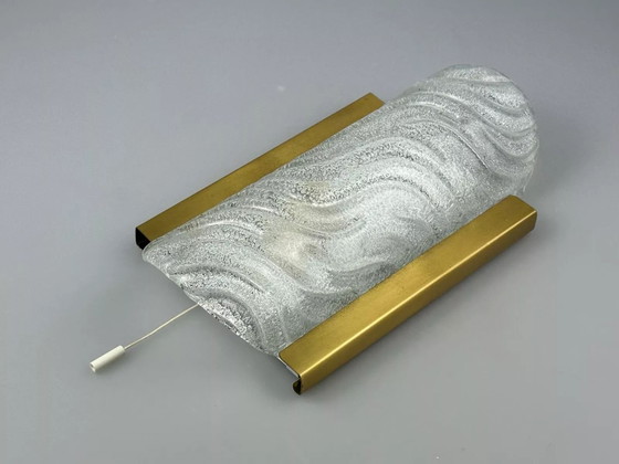 Image 1 of 60s 70s wall lamp Fischer Leuchten Germany Wall Sconce Ice Glass Design