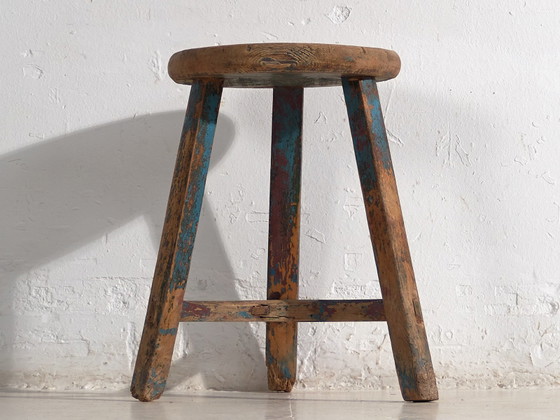 Antieke kruk met hemelsblauwe patina (ca. 1900) #26 – Krukjes (photo 16 of 16)
