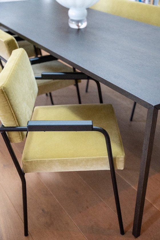 Image 1 of Fest Monday dining set: 3 chairs + bench (Royal Pistachio / black frame / armrest)