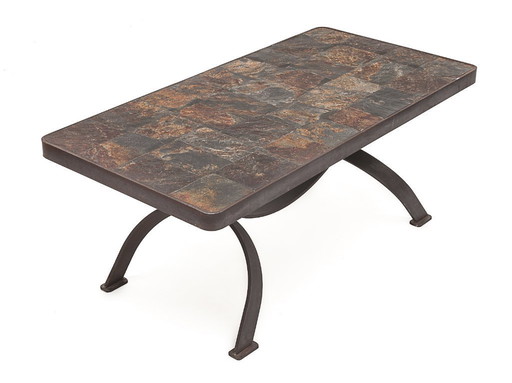 Table basse brutaliste par Adnet