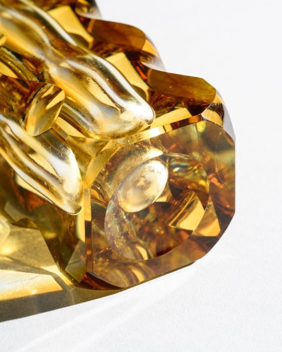 Image 1 of Exbor Oldrich Lipa Lipsky Sculptural Czech Art Glass Vase DUO Vintage 60s-70s