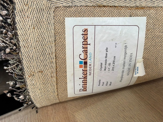 Image 1 of Alfombra cuadrada de pelo alto, marrón/gris (270x270)