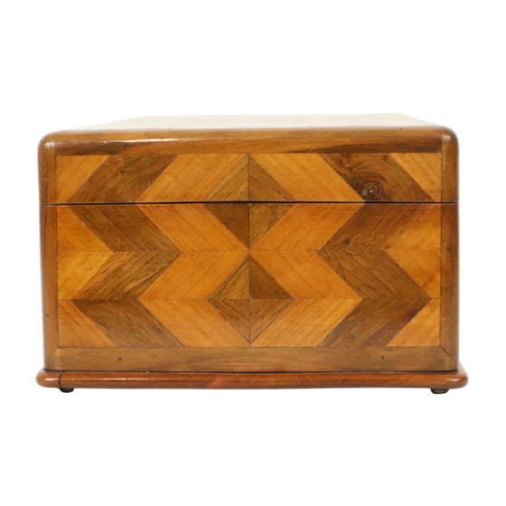 Image 1 of Schmuckkästchen aus Holz, Chevron-Muster, Art Deco