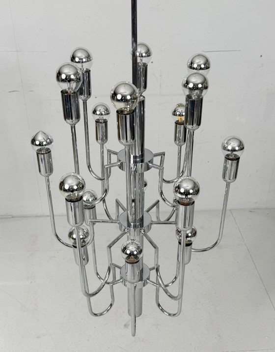 Image 1 of Mid-century chrome Sputnik chandelier by Gaetano Sciolari, Italy, 1970s