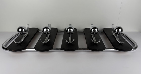 Image 1 of Appendiabiti da parete vintage anni Settanta in legno cromato e sfere argentate