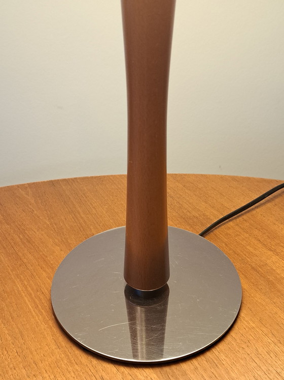Image 1 of Mid-Century Modern Teak Table Lamp – 1960s – Opal Acrylic Shade – French MCM Design